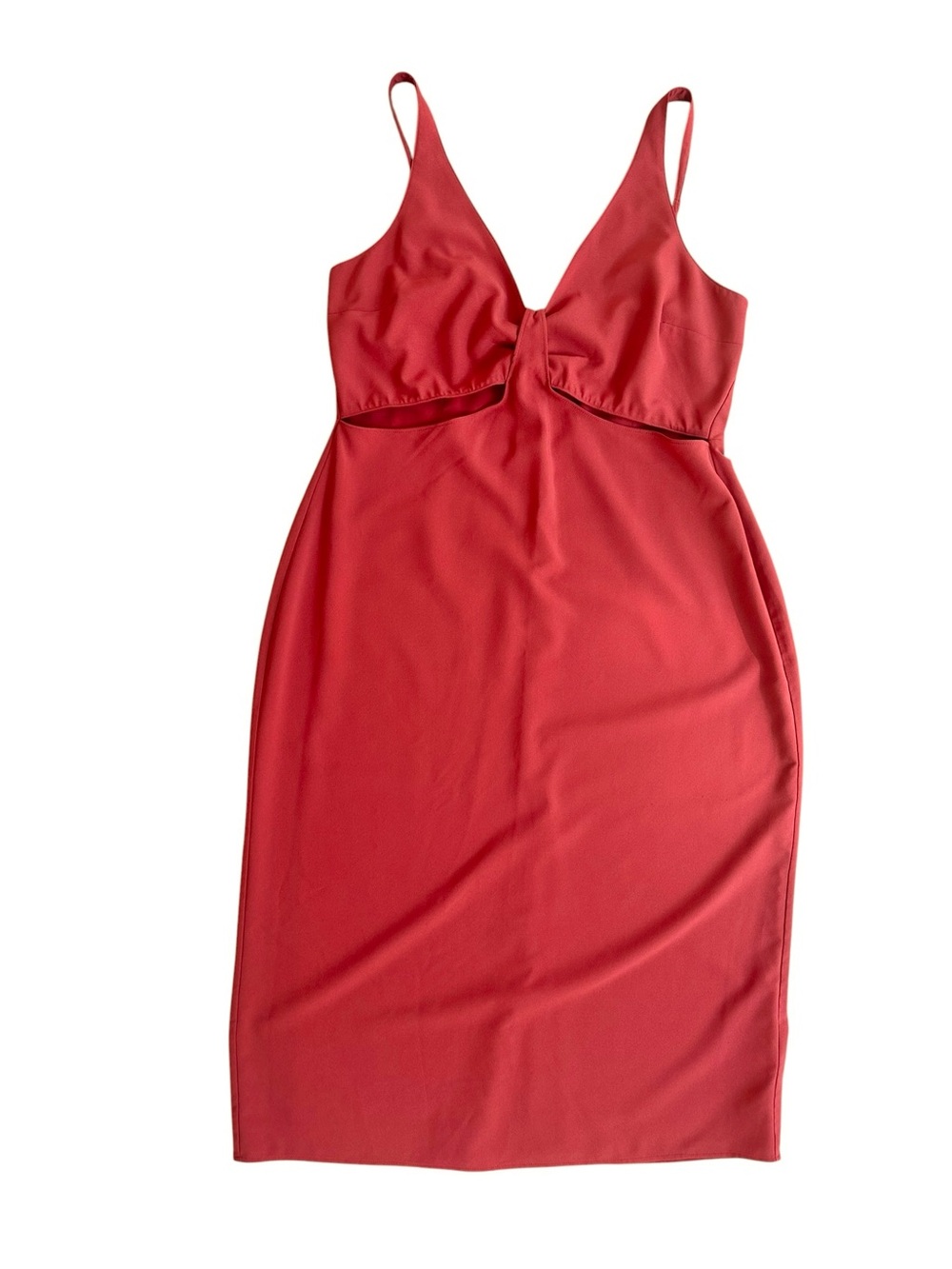 Abercrombie & Fitch Red Orange Cut Out Midi Dress
